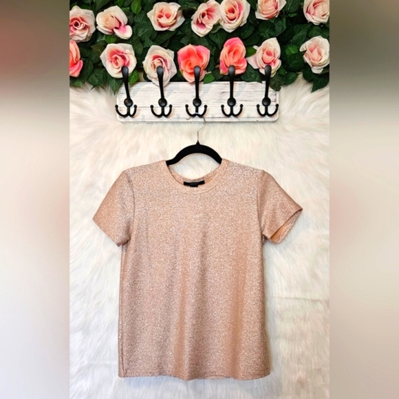 Forever 21 Classic Cropped Beige Sparkle Tee (NWOT) - Picture 1 of 7